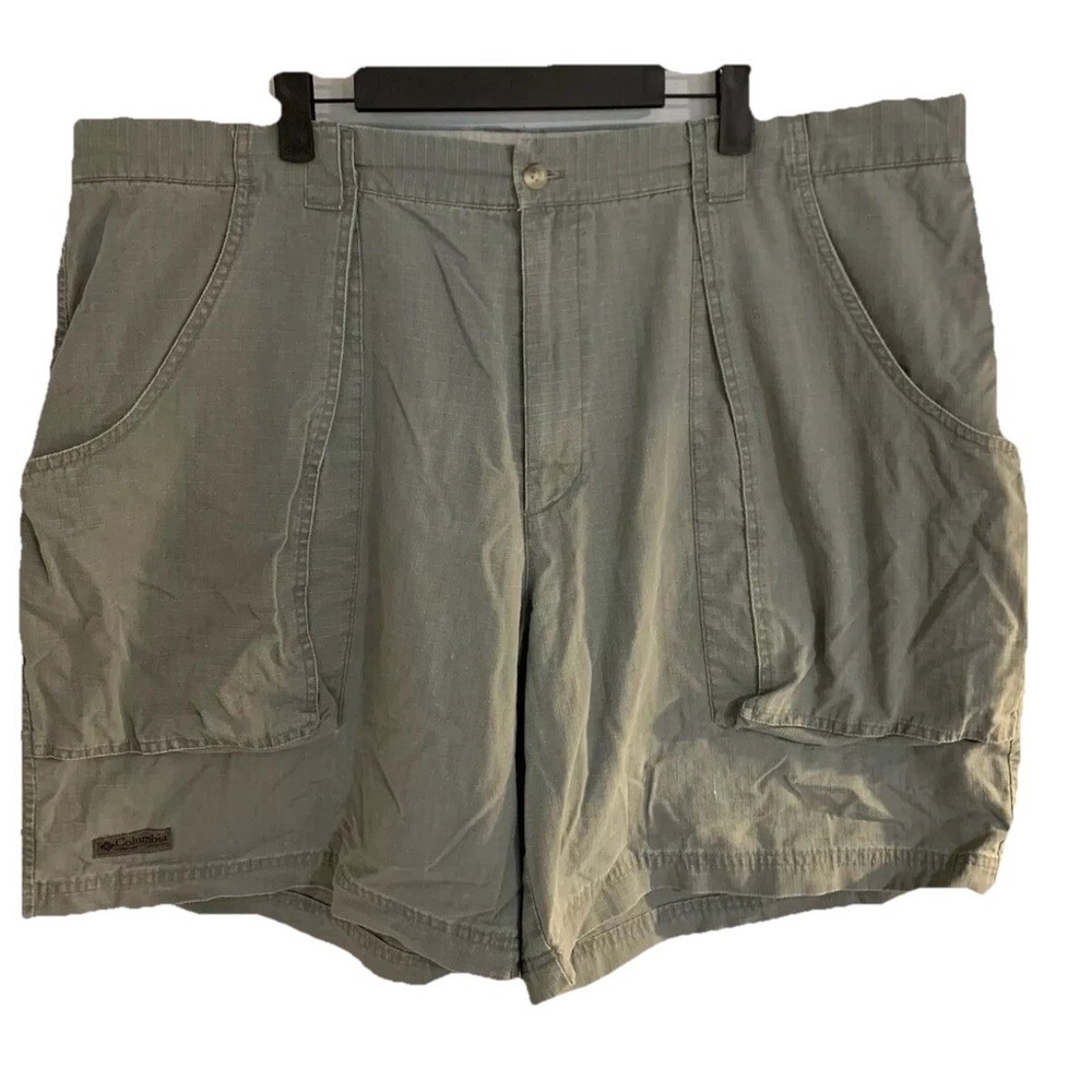 Vintage Columbia men's gray/green cargo cotton blend shorts waist 44 Gorpcore